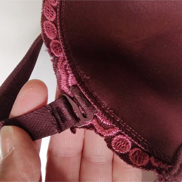 Rene Rofe NWOT Burgundy & Pink Lightly Lined Convertible Bra Size 36D - Picture 4 of 11